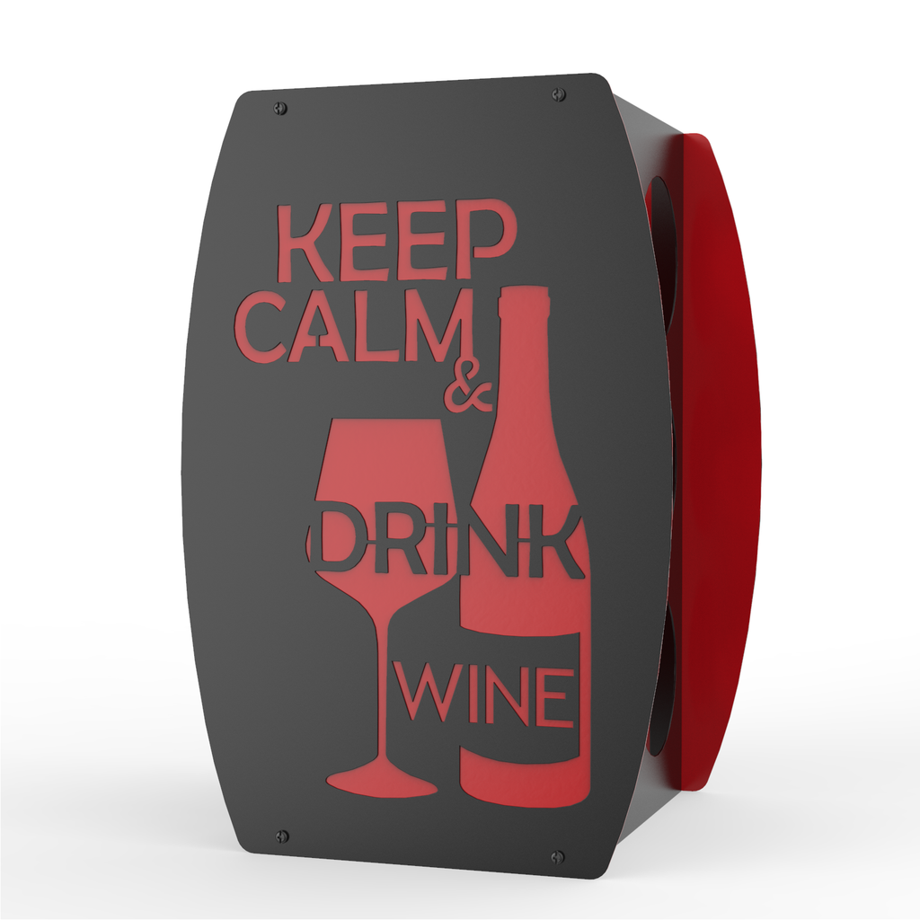 Mango Steam Keep Calm Two-Tone Wine Rack, Black & Red