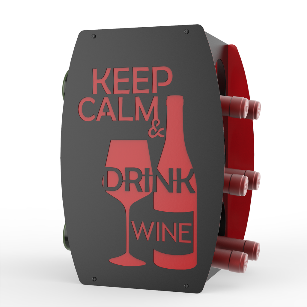 Mango Steam Keep Calm Two-Tone Wine Rack, Black & Red