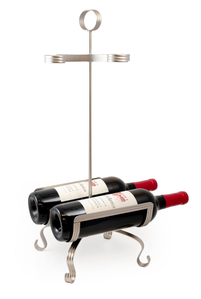 2 Bottle Wine Rack And Stemware Holder Organizer