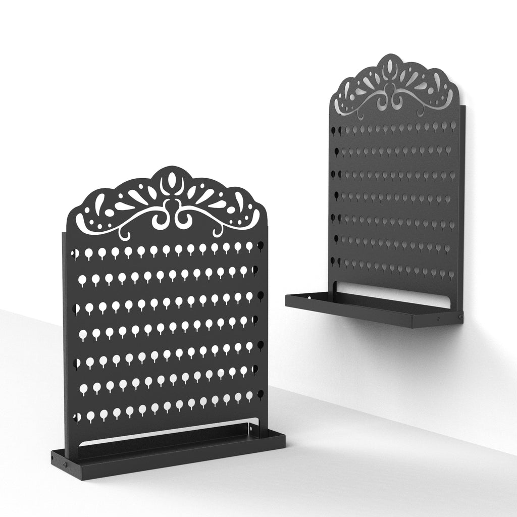 Mango Steam Slim Profile Wall-Mounted Jewelry & Earring Organizer (Peacock, Black)