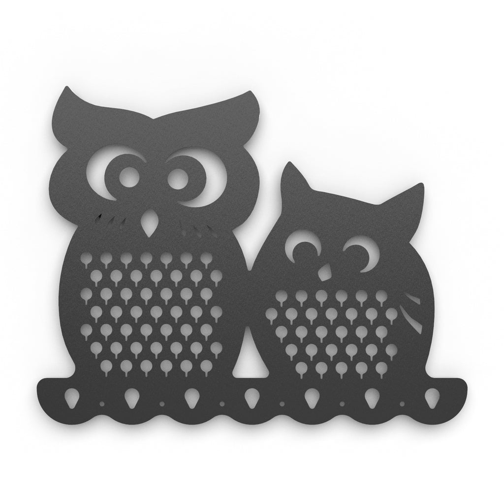 Mango Steam Slim Profile Wall-Mounted Jewelry & Earring Organizer (Owl, Black)