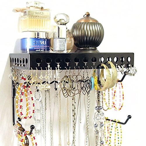 Mango Steam Silver 10 Wall Mount Jewelry & Accessory Storage Rack Organizer Shelf for Earrings, Bracelets, Necklaces, Hair Accessories