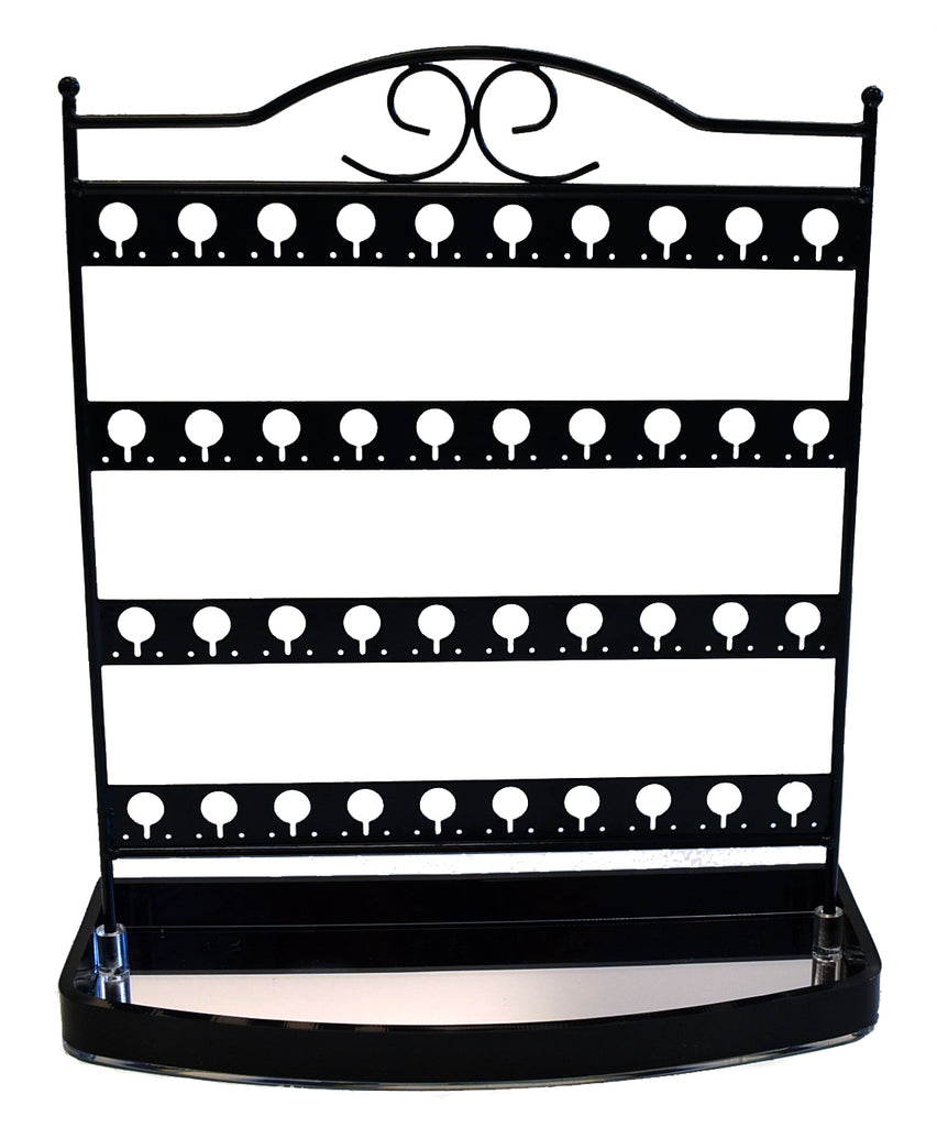Mango Steam Tabletop Mirror Base Stud Earring Jewelry Organizer, Display Stand, Storage, Gift (Black, Metal)