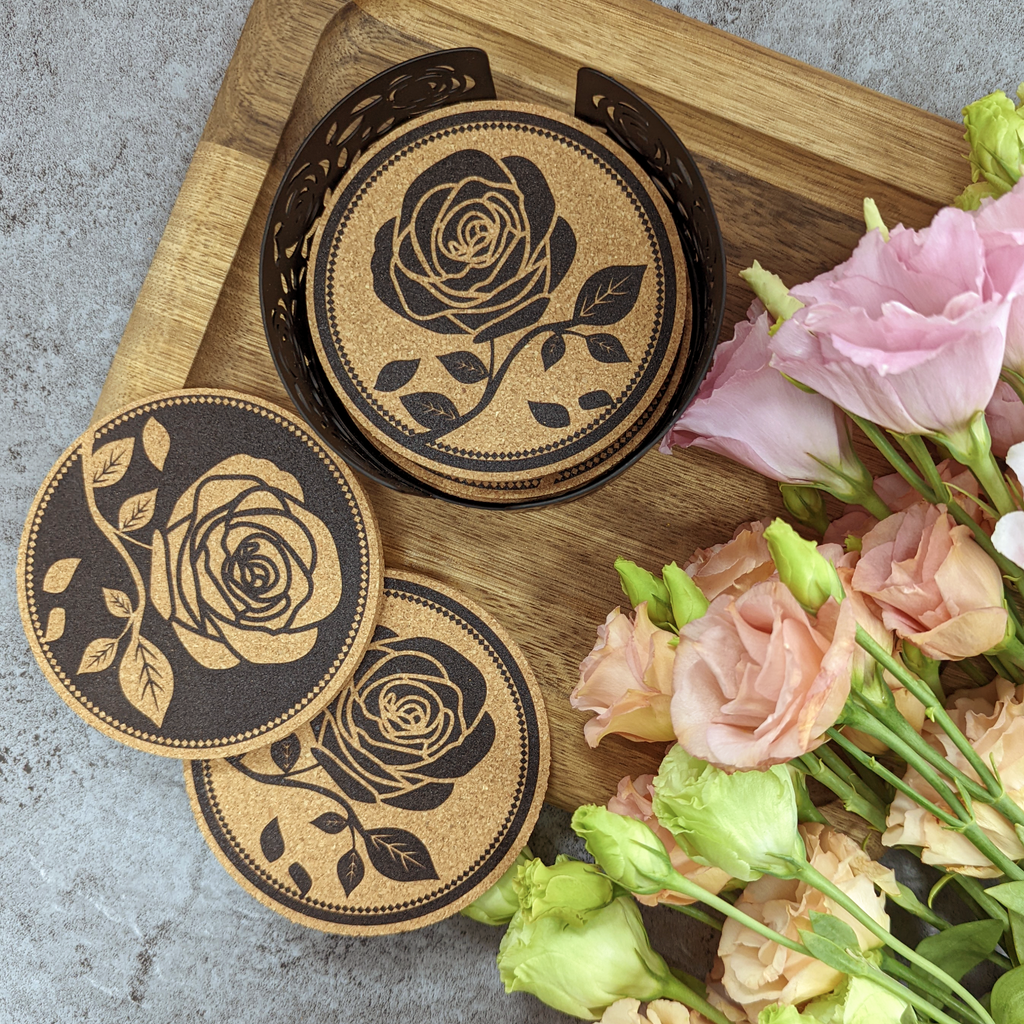 Mango Steam Set of Six Coasters & Coaster Holder