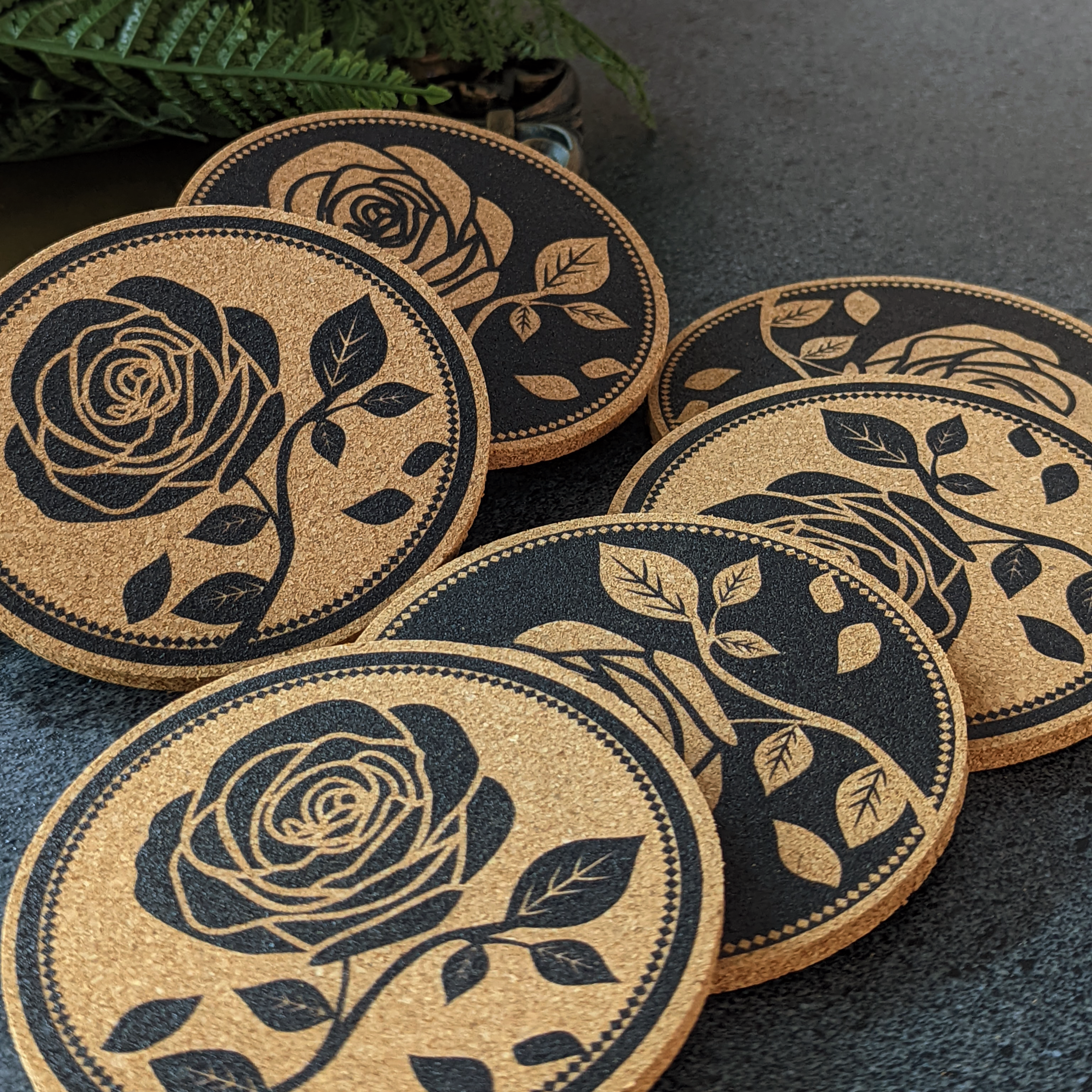 Mango Wood Coasters for Drinks with Iron Holder Stand Set of 5, Wooden  Coaster