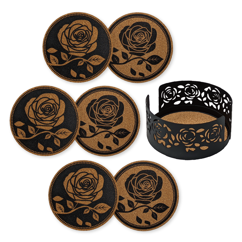 Mango Steam Set of Six Coasters & Coaster Holder