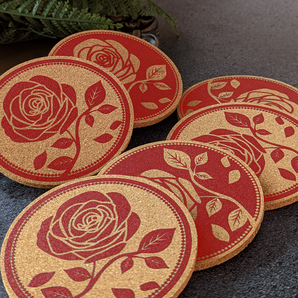 Mango Steam Set of Six Coasters & Coaster Holder