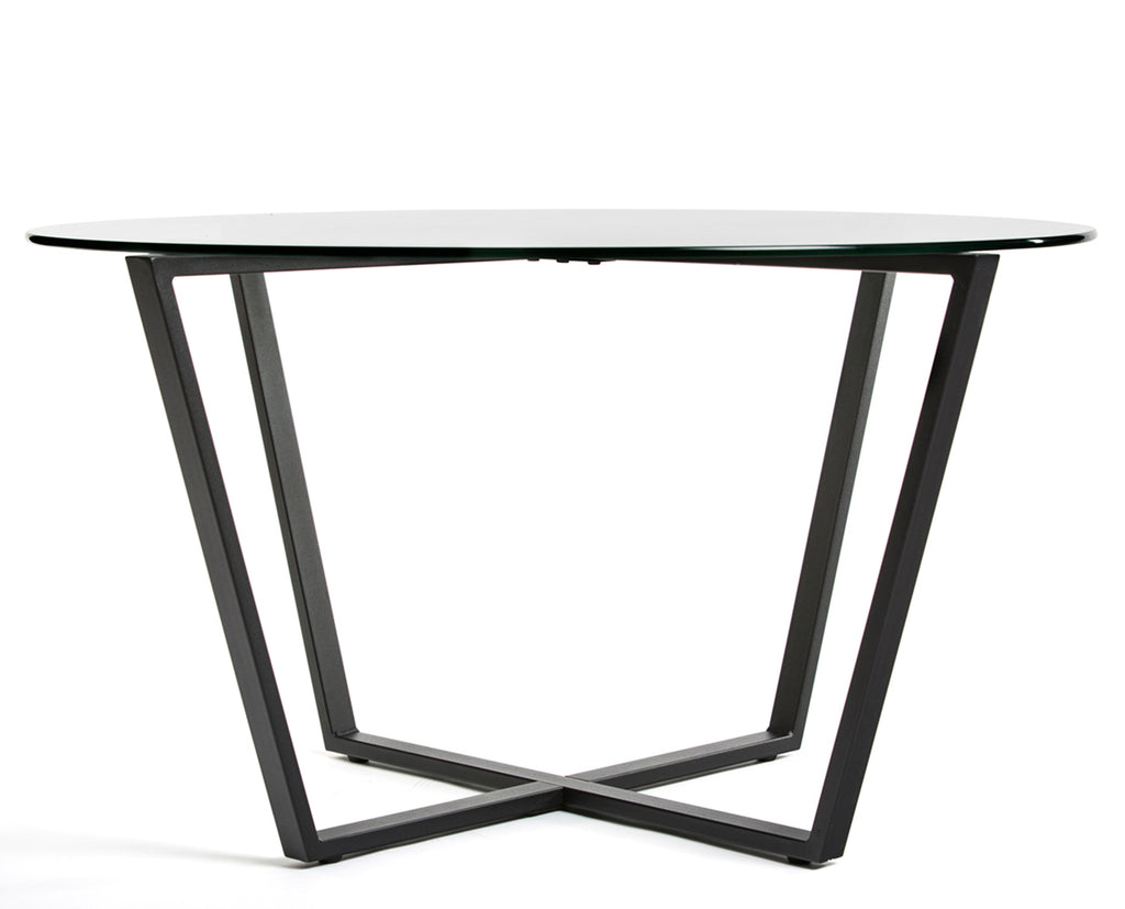 Mango Steam Round Metro Glass Coffee Table, Black Base