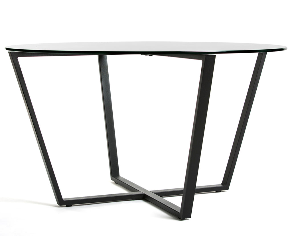 Mango Steam Round Metro Glass Coffee Table, Black Base