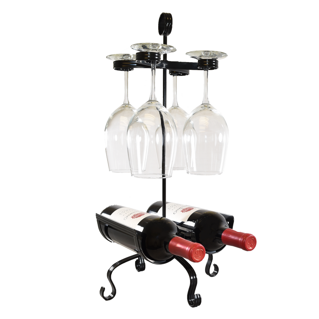 2 Bottle Wine Rack And Stemware Holder Organizer.