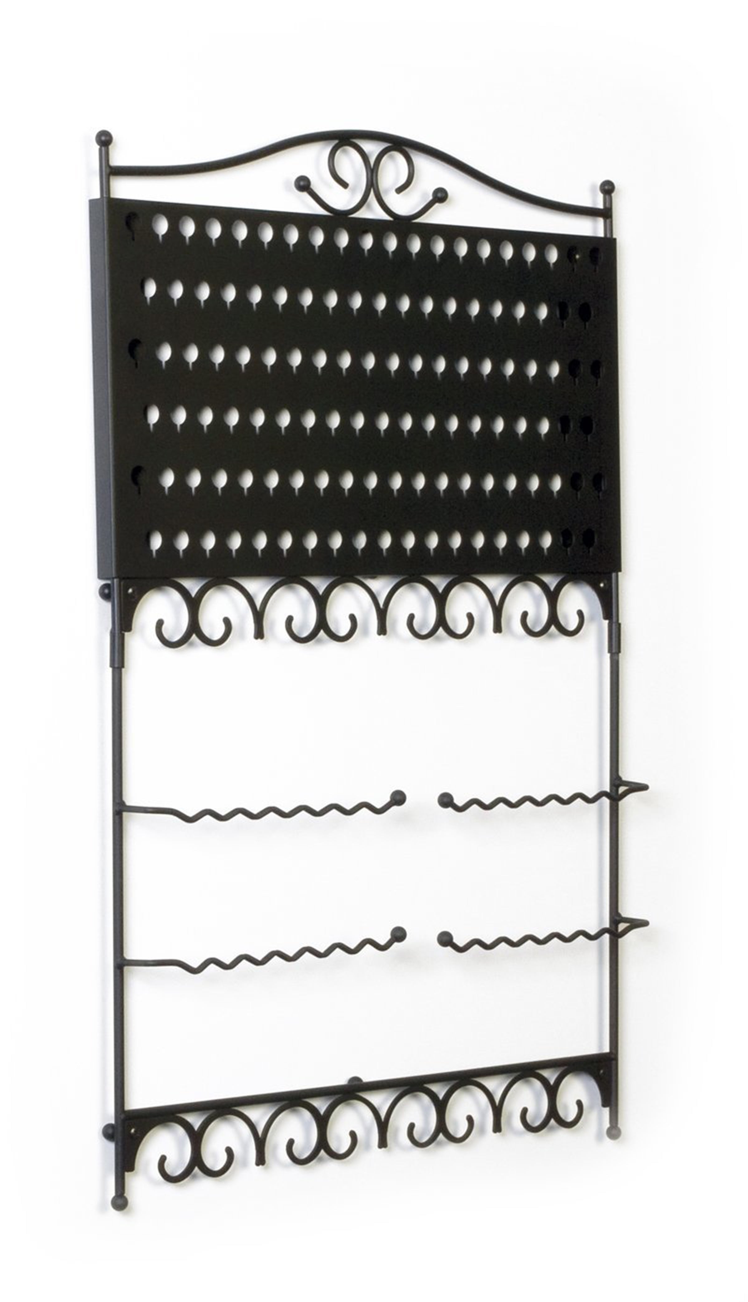 Mango Steam Slim Profile Wall-Mounted Jewelry & Earring Organizer (Peacock, Black)
