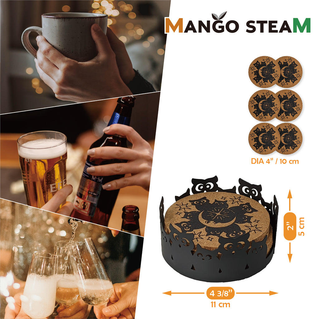 Mango Steam Set of Six Coasters & Coaster Holder