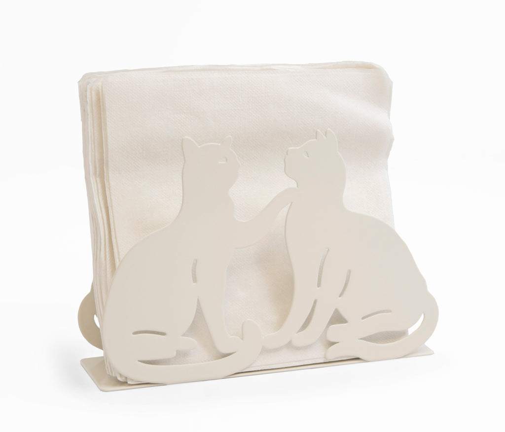 Mango Steam Tabletop Napkin/Tissue & Letter Holder For Home, Kitchen, Restaurants (White, Cat) 