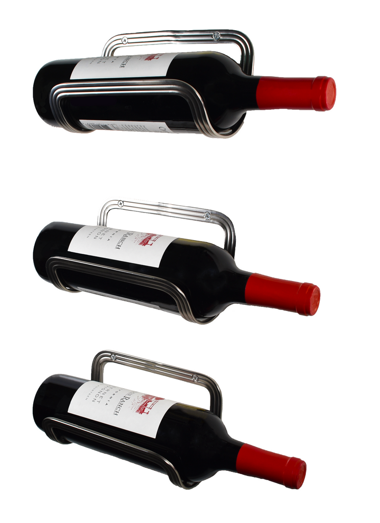 Wall Mounted Wine Rack, Set of 3, Silver (Mounting Hardware Included).