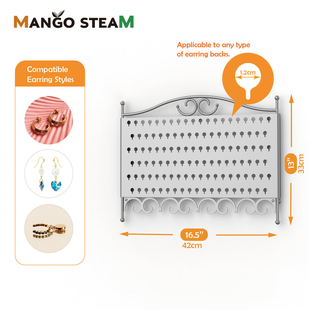 Mango Steam Silver Wall Mounted Jewelry Organizer Measurements 