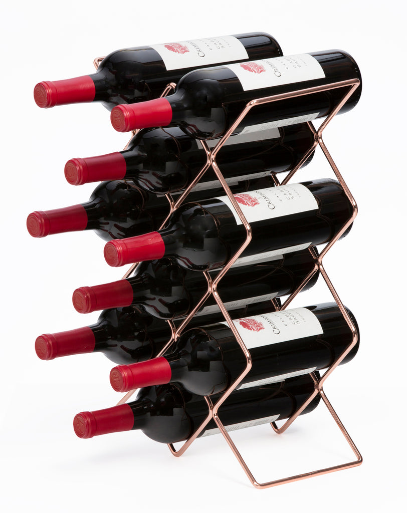 10 Bottle Rose Gold Wine Rack Counter Top