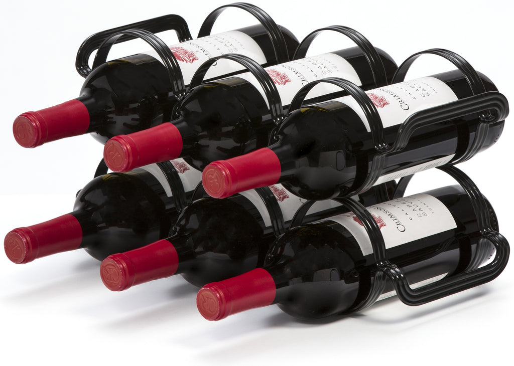 Mango Steam Black Wine Rack 6 Bottle 