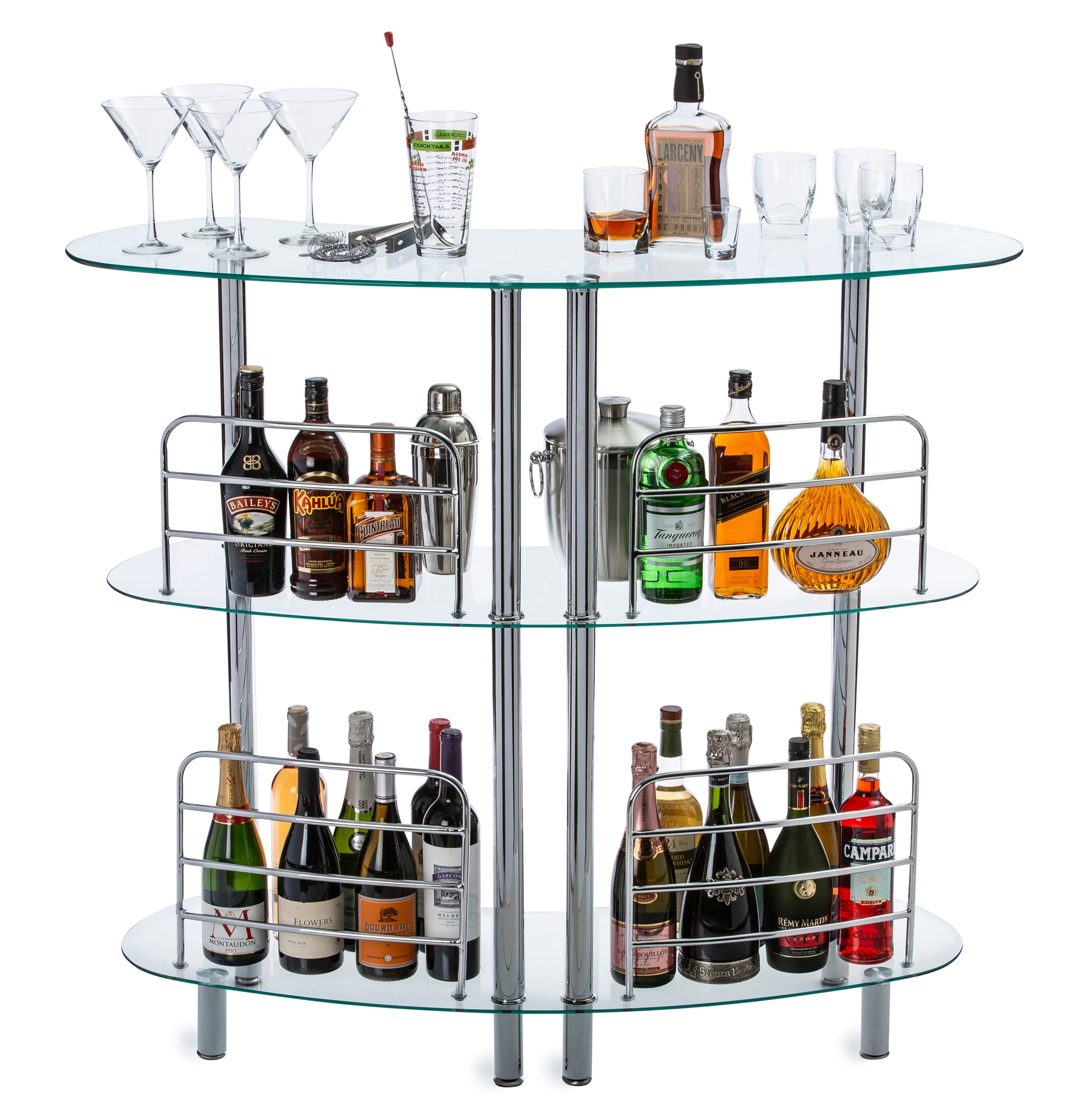 Mango Steam Contemporary Modern Home Liquor Bar Catalina Table Tempered Glass, Clear