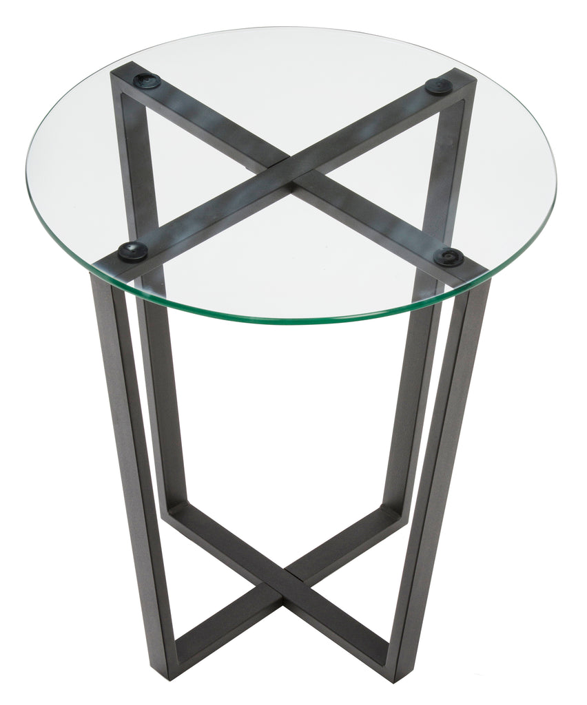 Glass Top Clear Black Base End Table