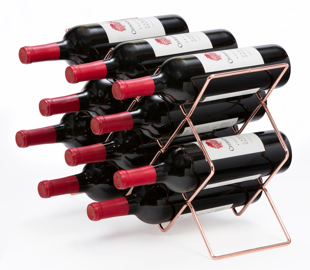 Rose Gold Wine Rack Tabletop Countertop Holding Wine 