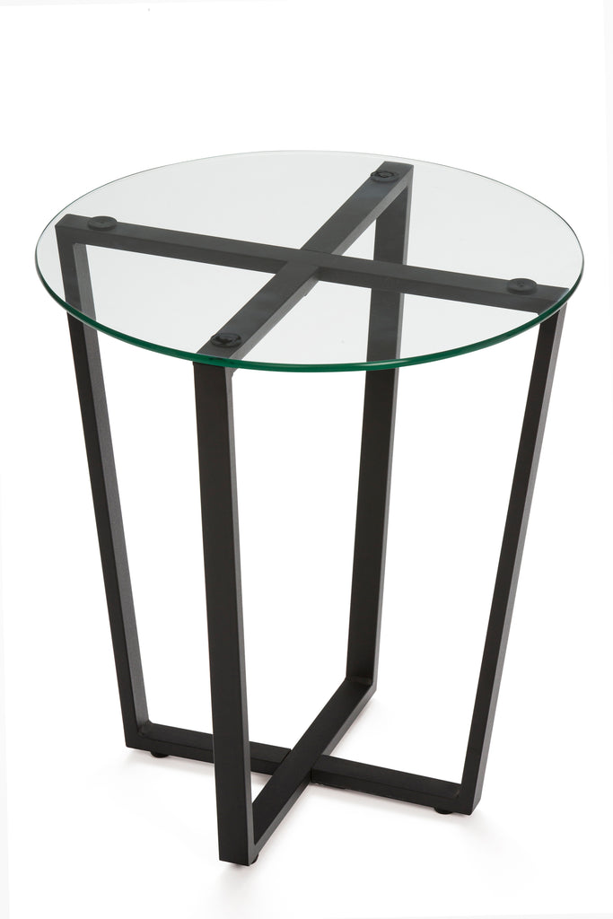 Mango Steam End Table Black Base, Clear 