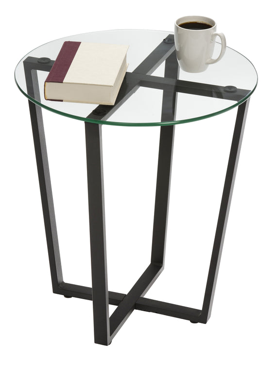 Lifestyle Side Table Black Base and Glass Top