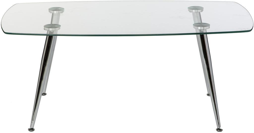 Pacifica Coffee Table Clear Tempered Glass Top and Chrome Tube Base.