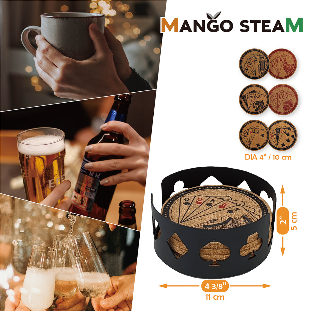 Mango Steam Set of Six Coasters & Coaster Holder