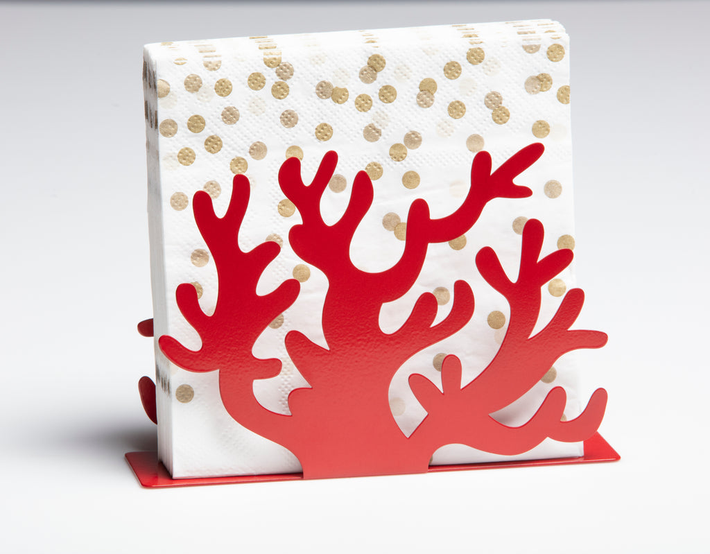 Mango Steam Tabletop Napkin/Tissue & Letter Holder For Home, Kitchen, Restaurants ( Coral, Red) 