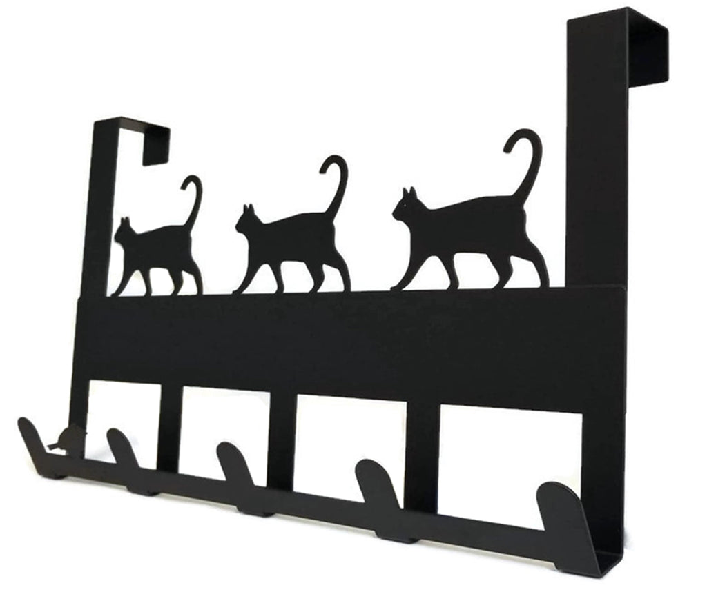 Mango Steam Metal Over-The-Door Hanger for Towels, Hats, & More (Cat, Black)