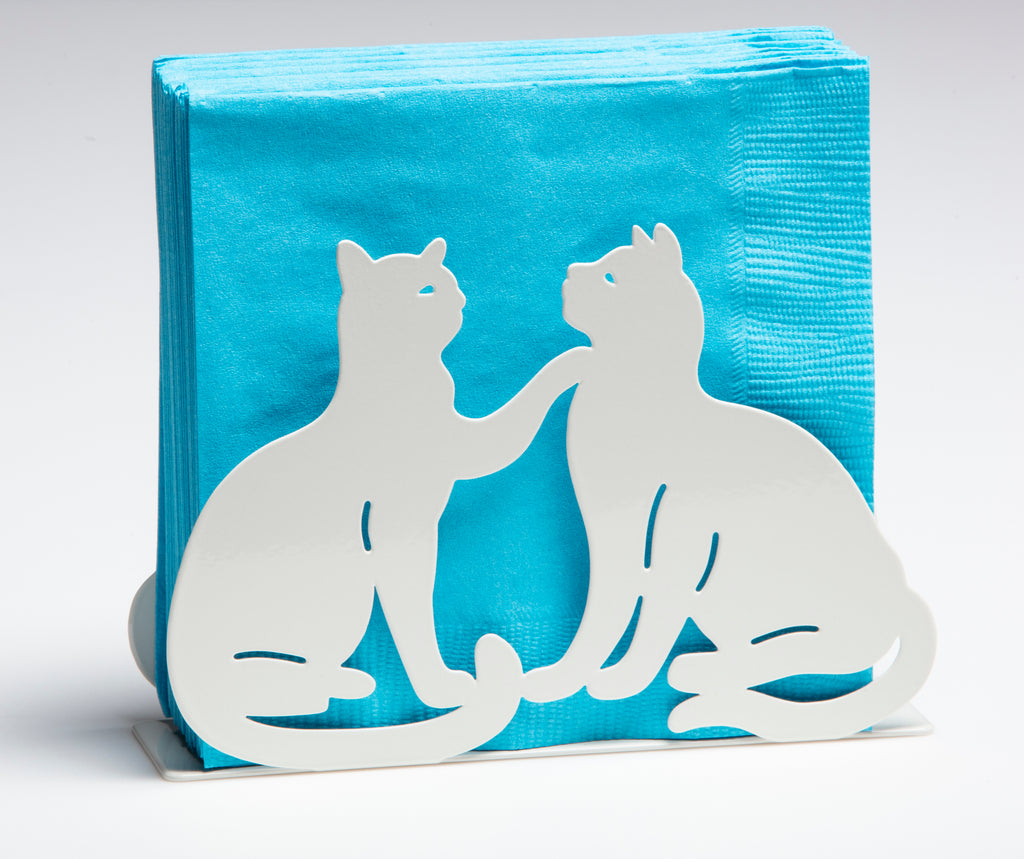 Mango Steam Tabletop Napkin/Tissue & Letter Holder For Home, Kitchen, Restaurants (White, Cat) 